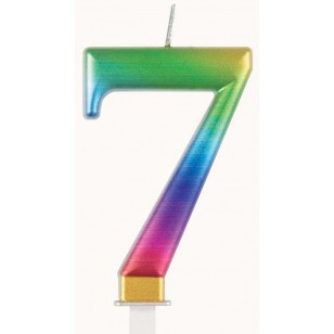 Metallic Rainbow Number 7 Age Candle 